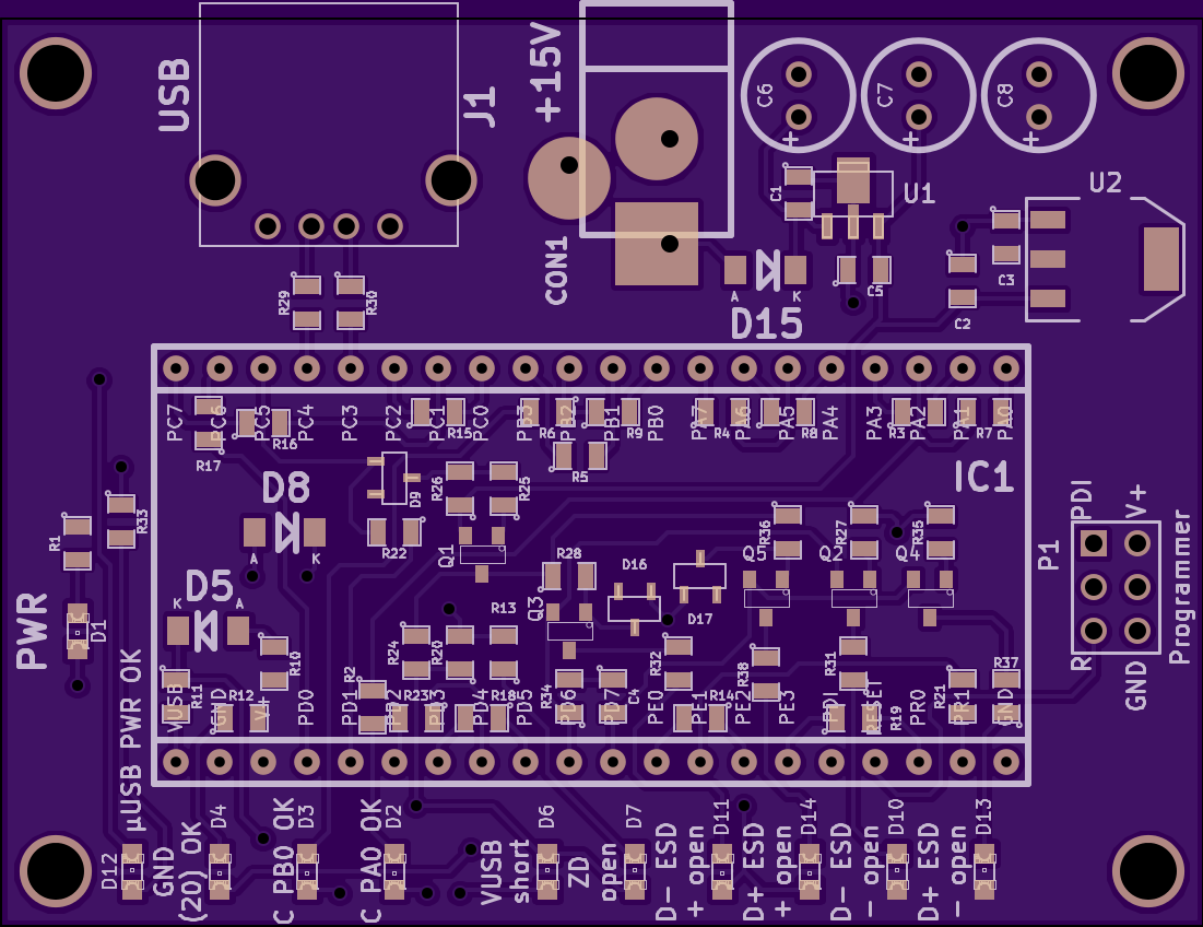Plot testboard PCB without components - bottom